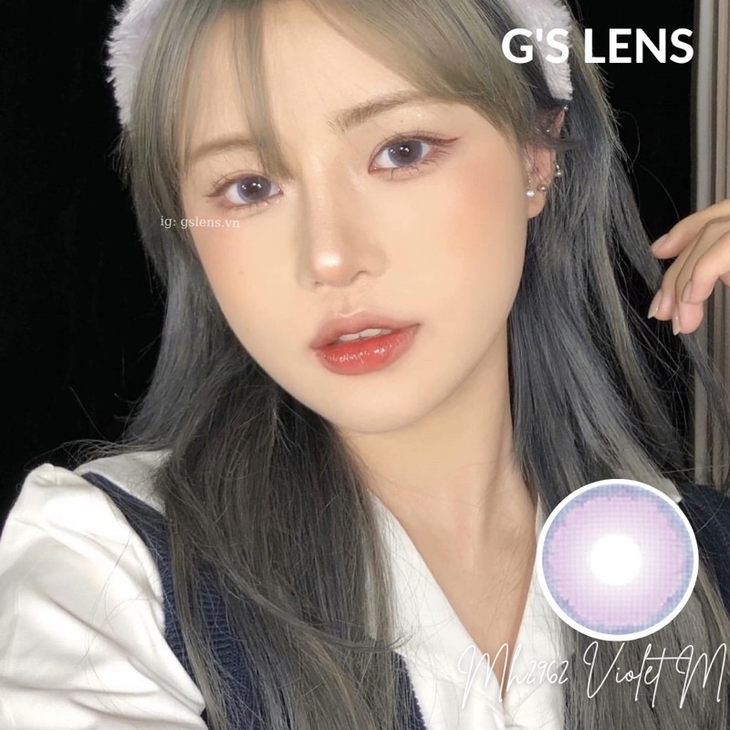 Lens Mắt Kính Áp Tròng Tím Tây Giãn Tròng Size M 14.5mm Có 0 Đến 6 Độ Cận MH2962 Violet G'S LENS