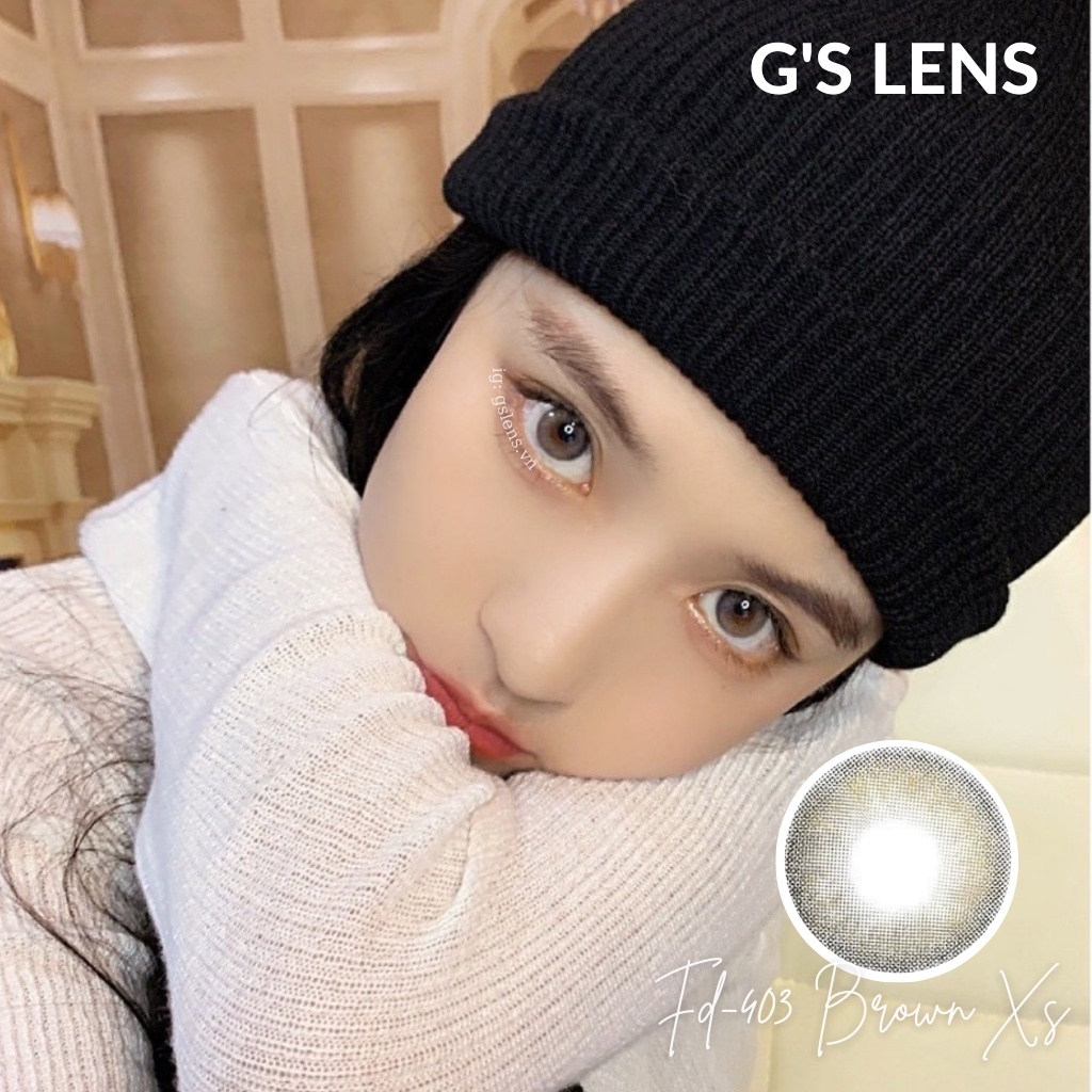 Lens Mắt Kính Áp Tròng Nâu Xám Ánh Kim Không Giãn Size Xs 14mm Có 0 Đến 6 Độ Cận Lệch Độ Fd403 Brown Xs