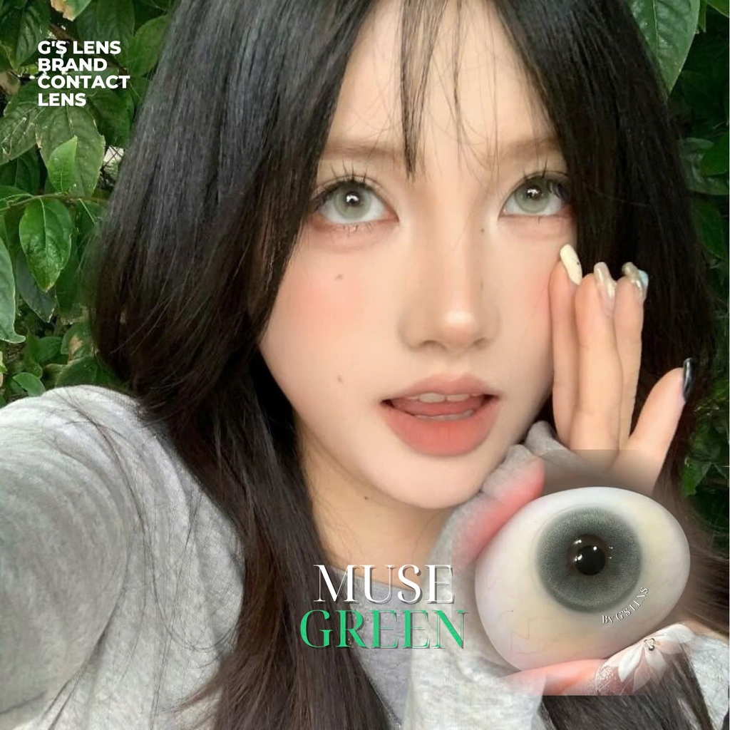 Kính áp tròng 6 tháng MUSE GREEN màu xanh lá sáng tây giãn tròng nhỏ GTRENDY