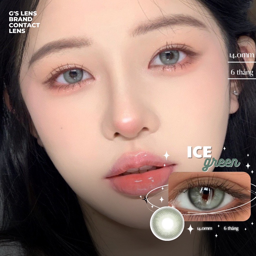Kính áp tròng 6 tháng ICE -FROZEN GREEN màu xanh lá sáng tây không giãn tròng GTRENDY - AL Color 38