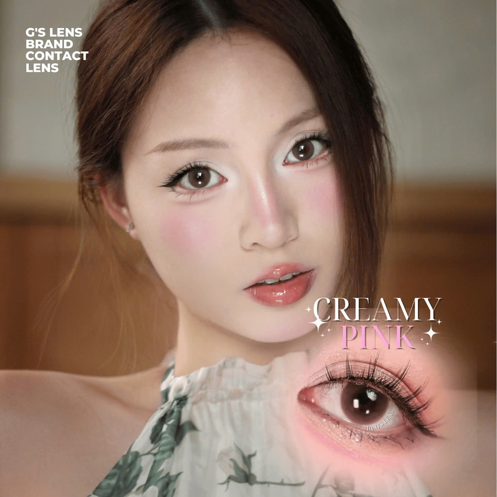 Kính áp tròng 6 tháng CREAMY PINK màu hồng tự nhiên giãn tròng nhỏ GTRENDY - MCK1