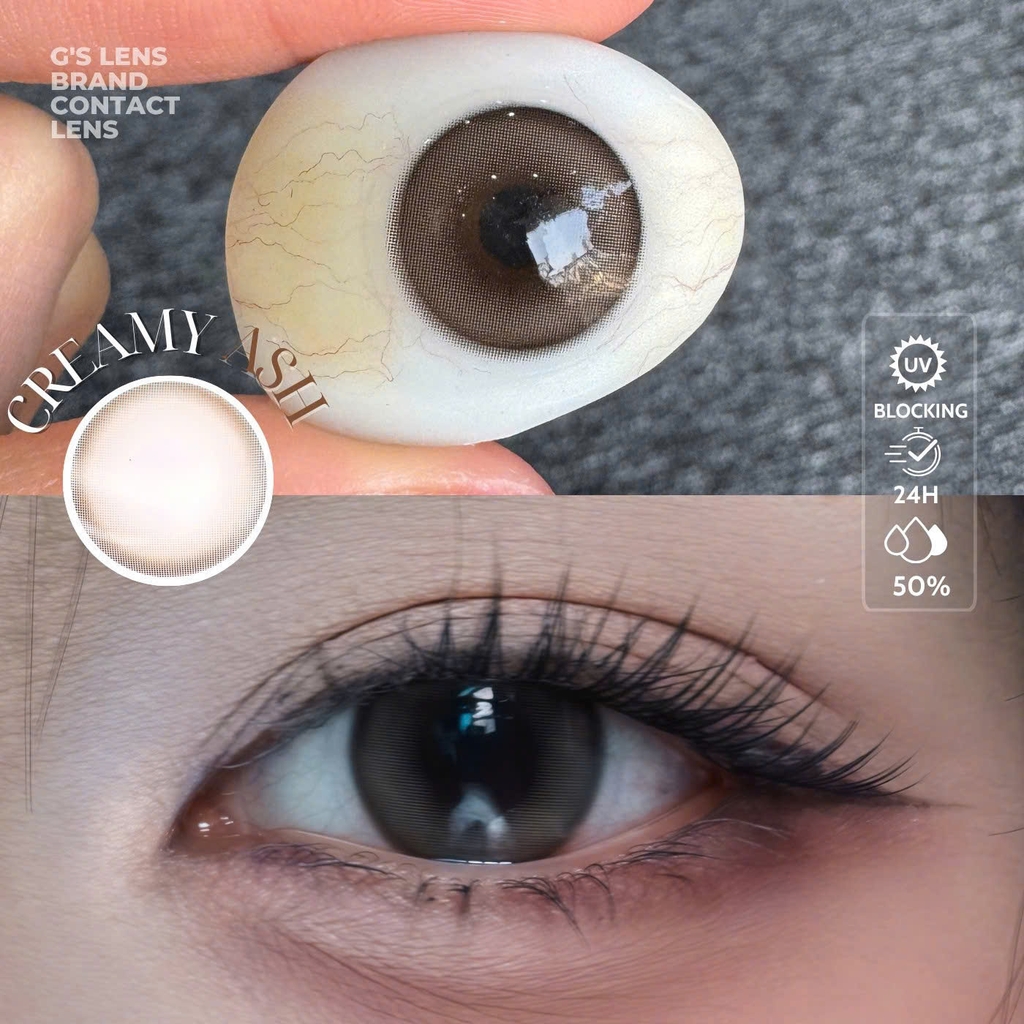 Kính áp tròng 1 ngày CREAMY ASH BROWN tự nhiên giãn tròng nhỏ GTRENDY - Reaclcon Color 50