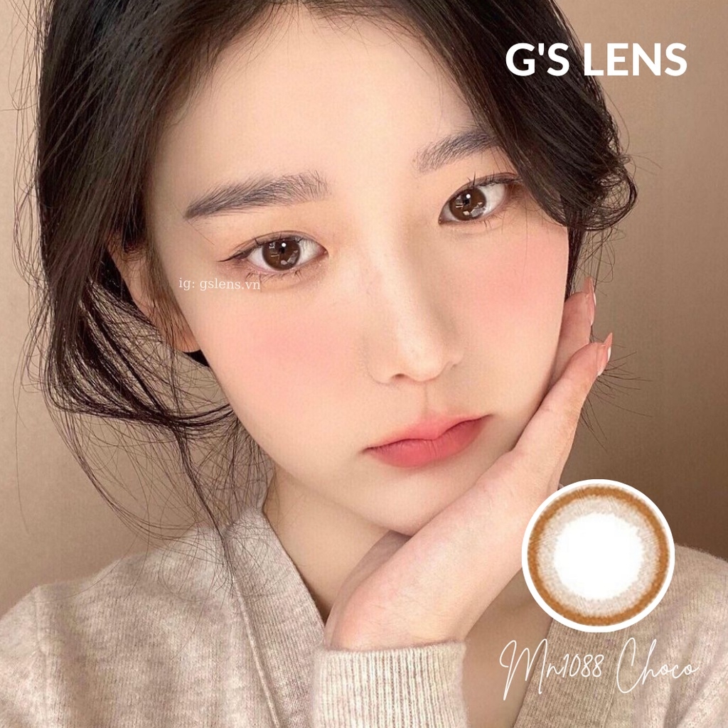 Kính Áp Tròng Lens Mắt Nâu Mono Choco Nâu Tối Giãn Tròng Siêu Ít, Không Giãn Size XS 14-14.2mm 0-6 Độ Cận