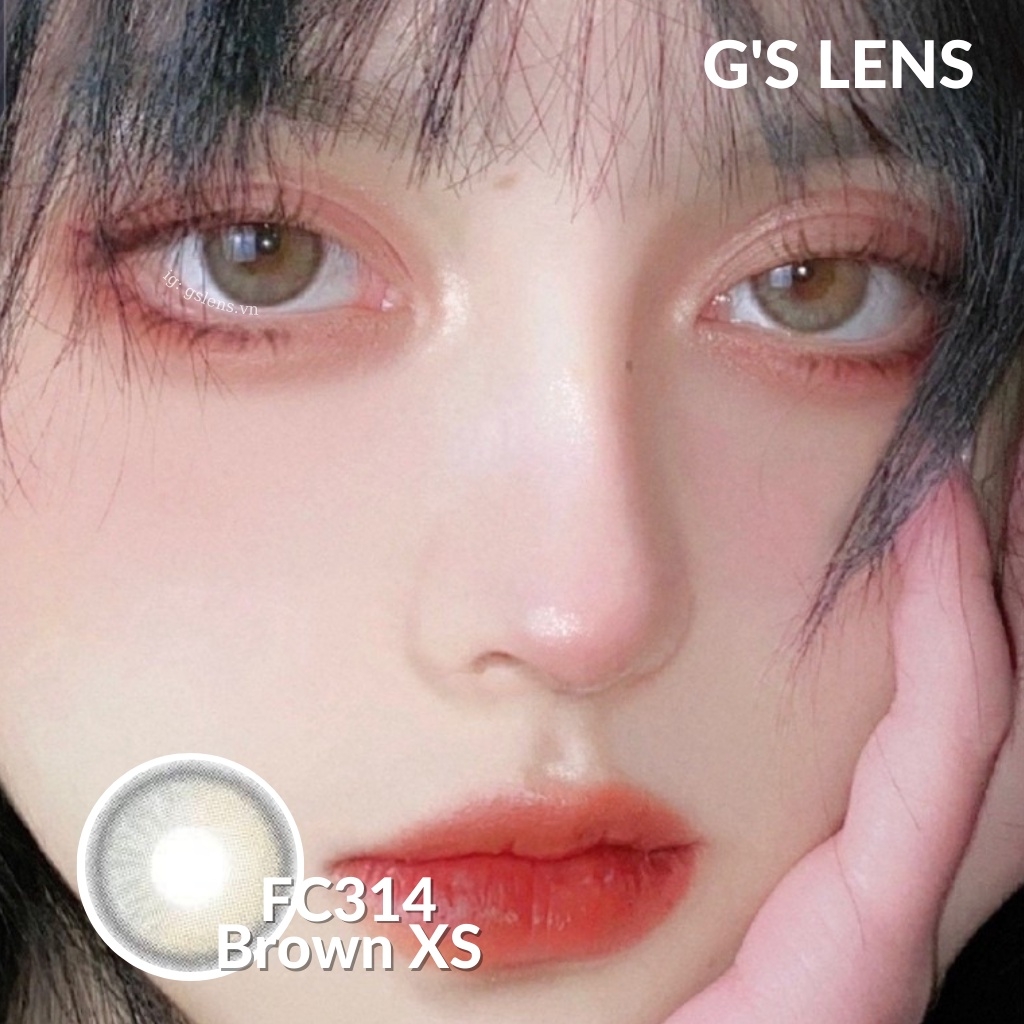 Lens Mắt Kính Áp Tròng Nâu Tự Nhiên Vân Xước Không Giãn Size Xs 14mm Có 0 Đến 7 Độ Cận Lệch Độ FC314 Brown G'S LENS