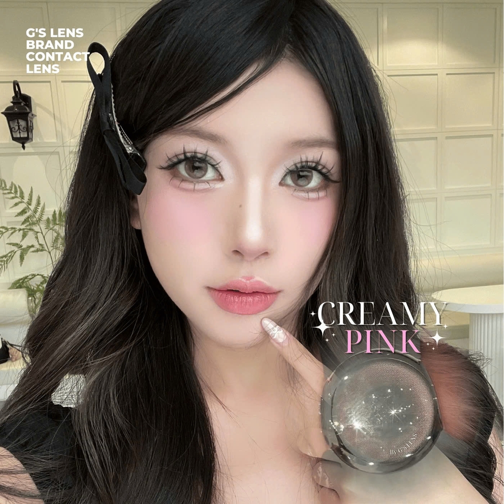 Kính áp tròng 6 tháng CREAMY PINK màu hồng tự nhiên giãn tròng nhỏ GTRENDY - MCK1