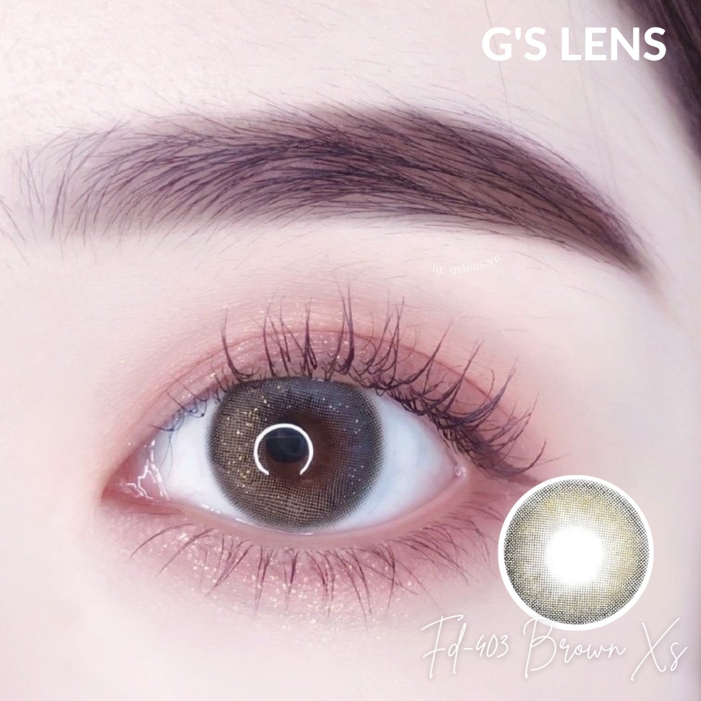 Lens Mắt Kính Áp Tròng Nâu Xám Ánh Kim Không Giãn Size Xs 14mm Có 0 Đến 6 Độ Cận Lệch Độ Fd403 Brown Xs