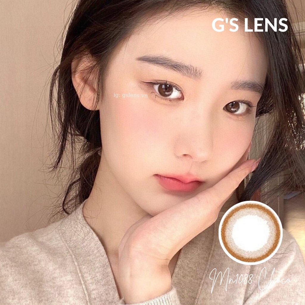 Kính Áp Tròng Lens Mắt Nâu Mono Choco Nâu Tối Giãn Tròng Siêu Ít, Không Giãn Size XS 14-14.2mm 0-6 Độ Cận
