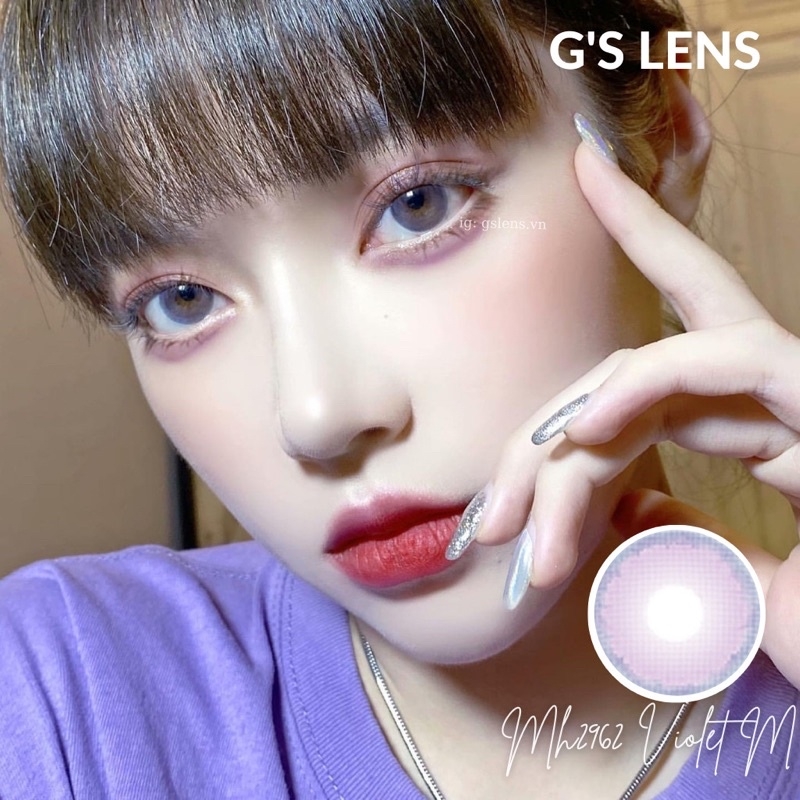 Lens Mắt Kính Áp Tròng Tím Tây Giãn Tròng Size M 14.5mm Có 0 Đến 6 Độ Cận MH2962 Violet G'S LENS