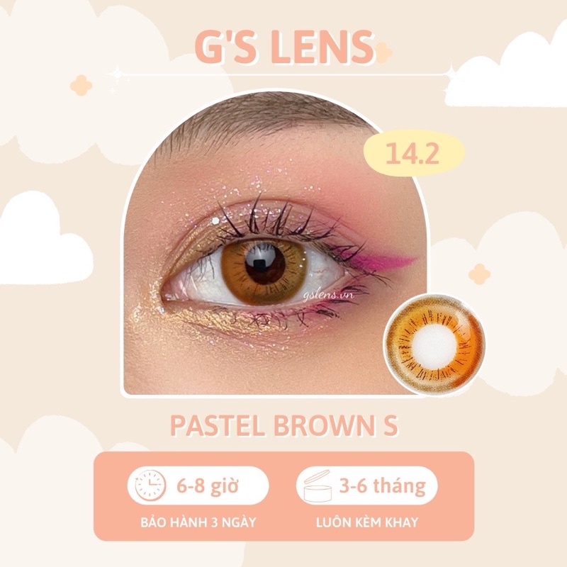 Kính Áp Tròng Lens Mắt NÂU BROWN Tự Nhiên Tây Sáng 0 Độ Cận, Dành Cho Mắt Không Cận Size Lens Giãn Ít Xs, S 14-14.2mm