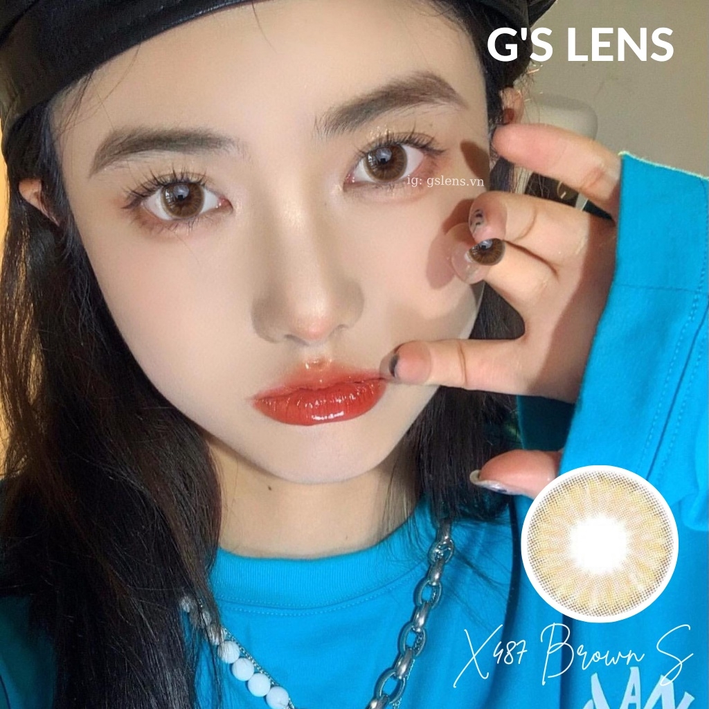 Lens Mắt Nâ+10605:10649uTây Giãn Nhẹ Size S 14.2mm (0 - 6)Độ Cận X487 Brown