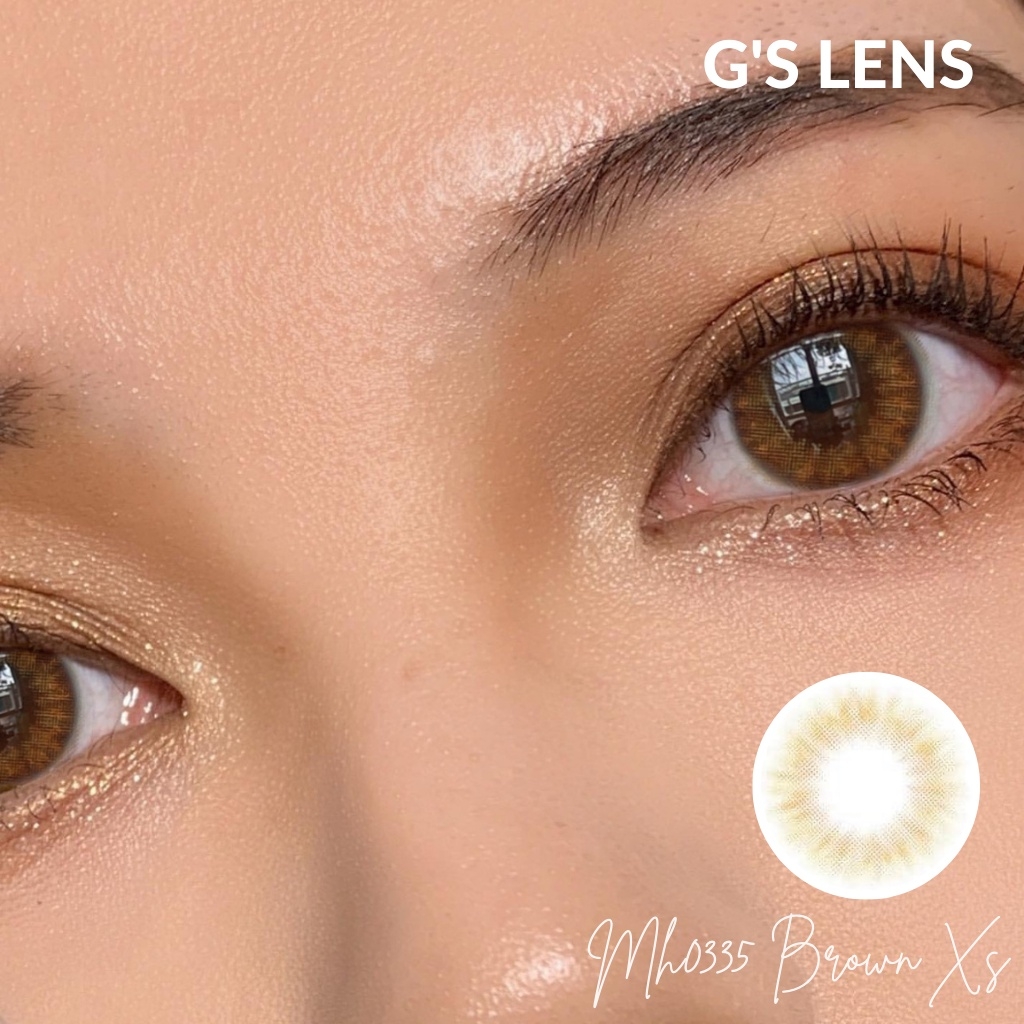Kính Áp Tròng Lens Nâu Mật Ong Tự Nhiên Hot Douyin Size XS 14mm Có 0 Đến 6 Độ Cận Lệch Độ MH0335 Brown