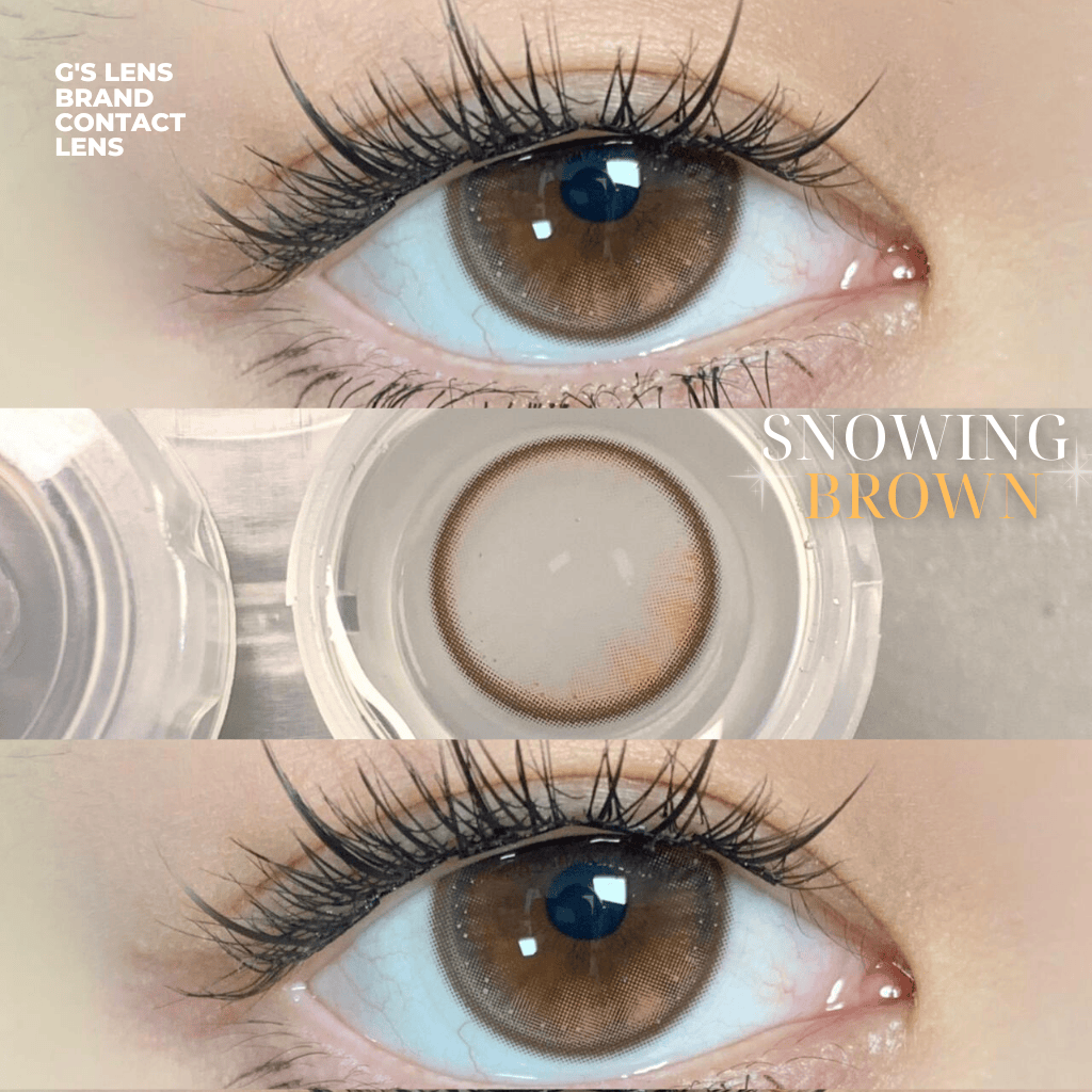 Kính áp tròng 6 tháng SNOWING BROWN màu nâu tự nhiên giãn tròng nhỏ GTRENDY - MCK1