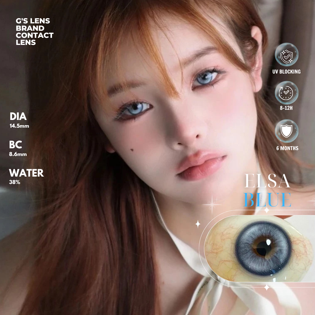 Kính áp tròng 6 tháng ELSA BLUE màu xanh dương sáng tây giãn tròng vừa GTRENDY - MC38