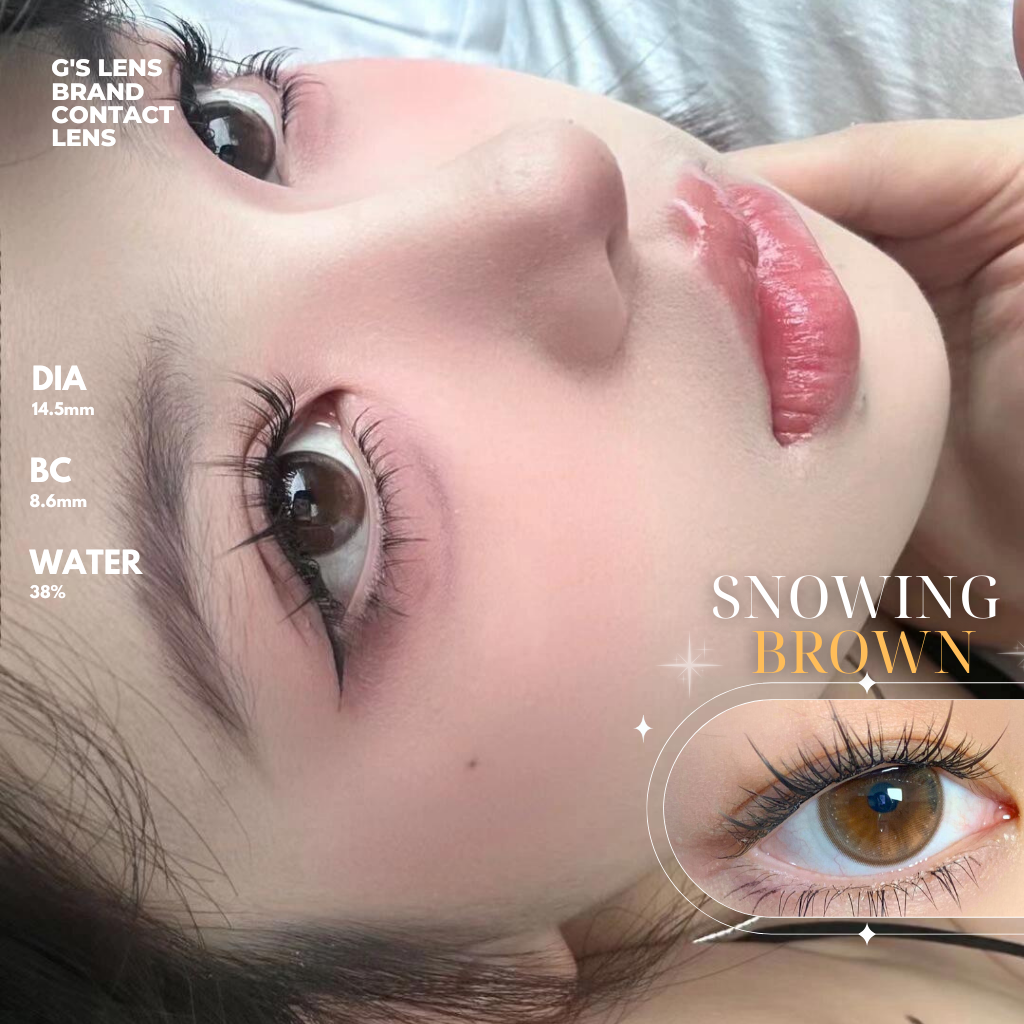 Kính áp tròng 6 tháng SNOWING BROWN màu nâu tự nhiên giãn tròng nhỏ GTRENDY - MCK1