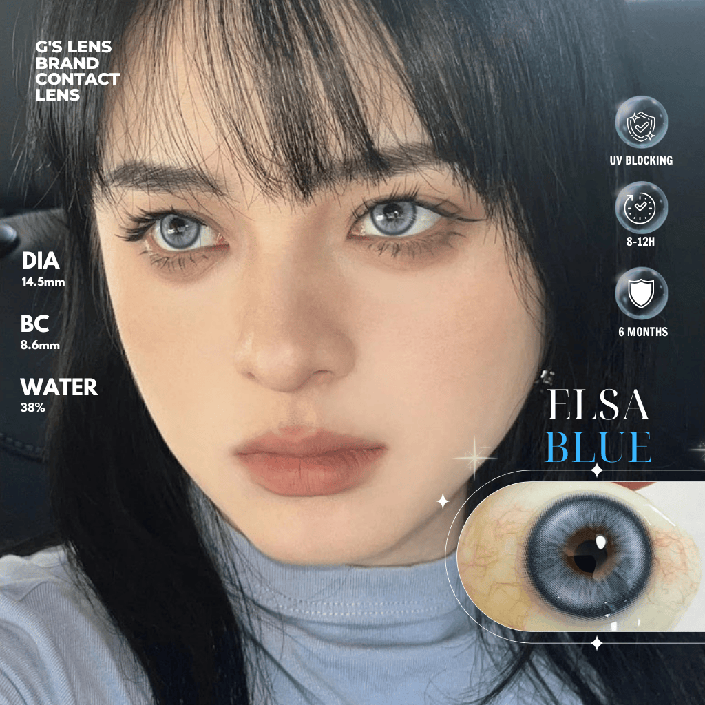 Kính áp tròng 6 tháng ELSA BLUE màu xanh dương sáng tây giãn tròng vừa GTRENDY - MC38