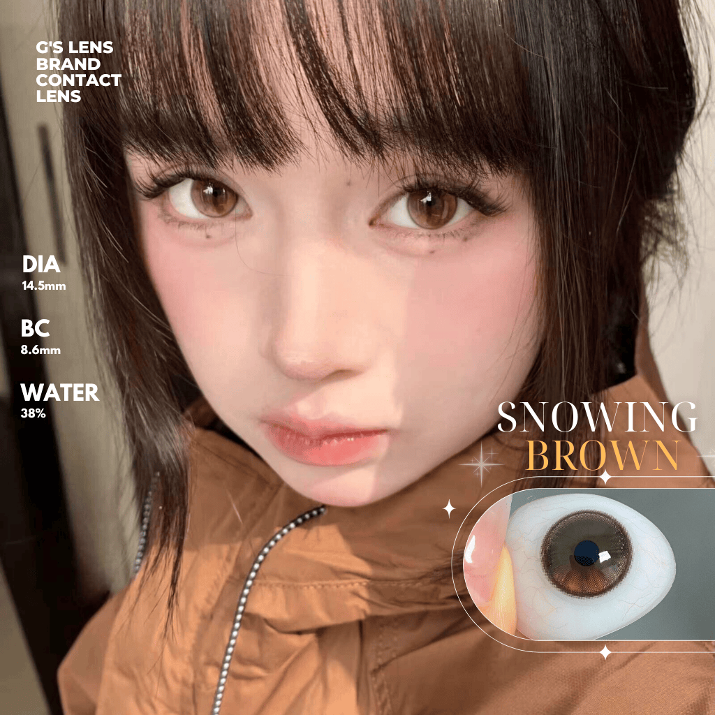 Kính áp tròng 6 tháng SNOWING BROWN màu nâu tự nhiên giãn tròng nhỏ GTRENDY - MCK1