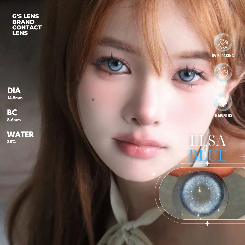 Kính áp tròng 6 tháng ELSA BLUE màu xanh dương sáng tây giãn tròng vừa GTRENDY - MC38
