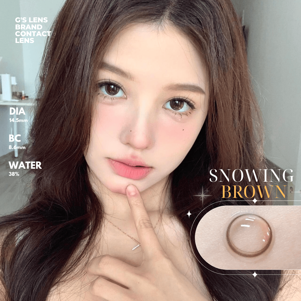 Kính áp tròng 6 tháng SNOWING BROWN màu nâu tự nhiên giãn tròng nhỏ GTRENDY - MCK1