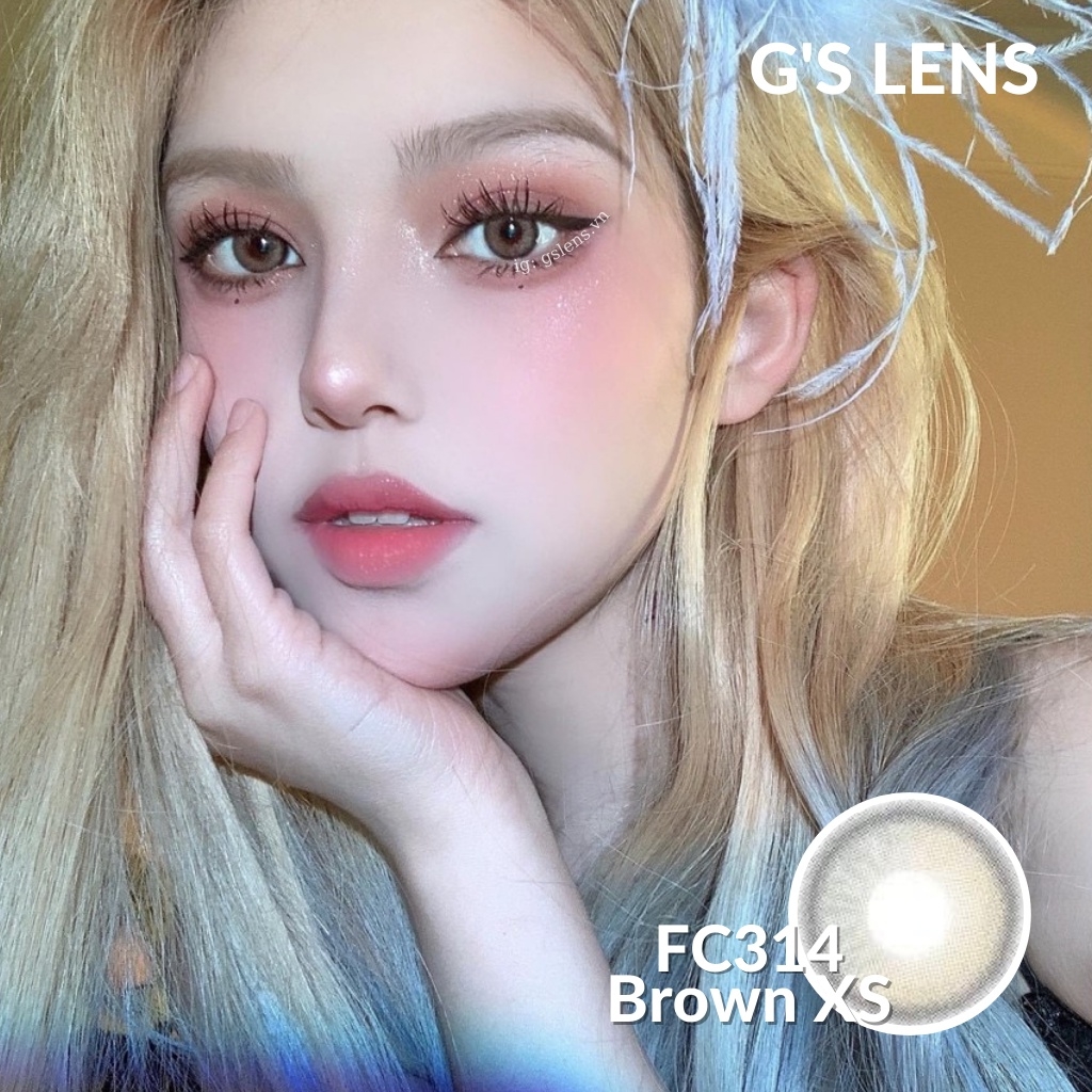 Lens Mắt Kính Áp Tròng Nâu Tự Nhiên Vân Xước Không Giãn Size Xs 14mm Có 0 Đến 7 Độ Cận Lệch Độ FC314 Brown G'S LENS