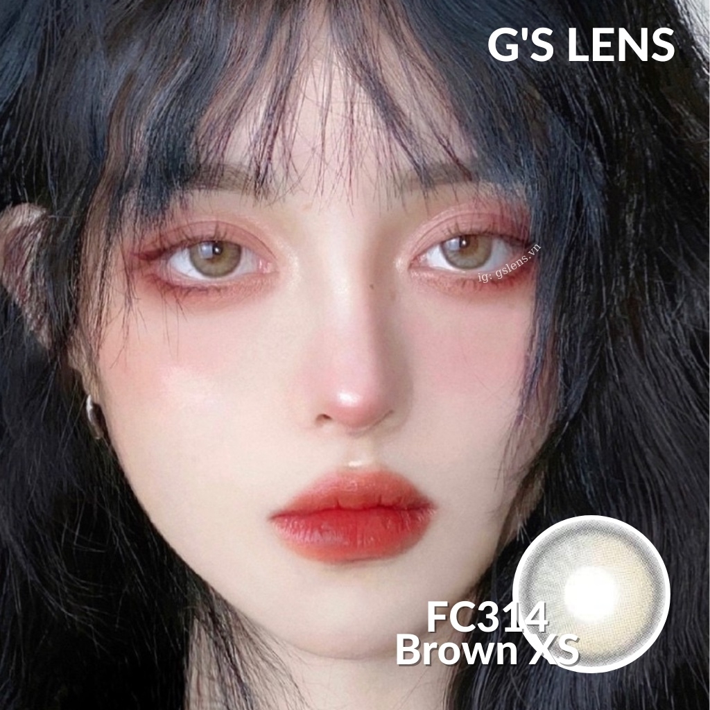 Lens Mắt Kính Áp Tròng Nâu Tự Nhiên Vân Xước Không Giãn Size Xs 14mm Có 0 Đến 7 Độ Cận Lệch Độ FC314 Brown G'S LENS