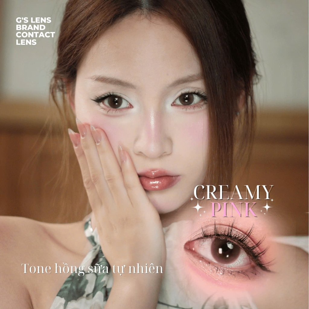 Kính áp tròng 6 tháng CREAMY PINK màu hồng tự nhiên giãn tròng nhỏ GTRENDY - MCK1