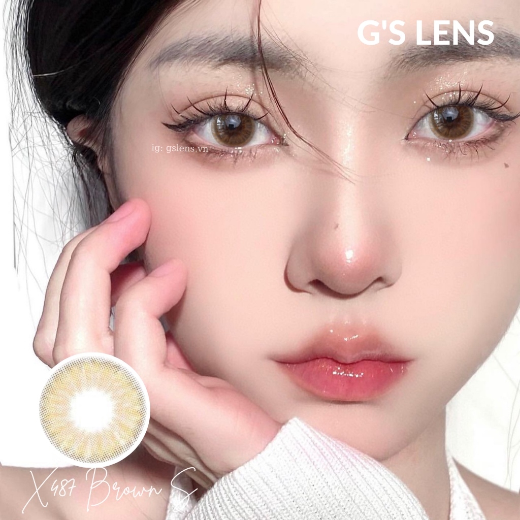 Lens Mắt Nâ+10605:10649uTây Giãn Nhẹ Size S 14.2mm (0 - 6)Độ Cận X487 Brown