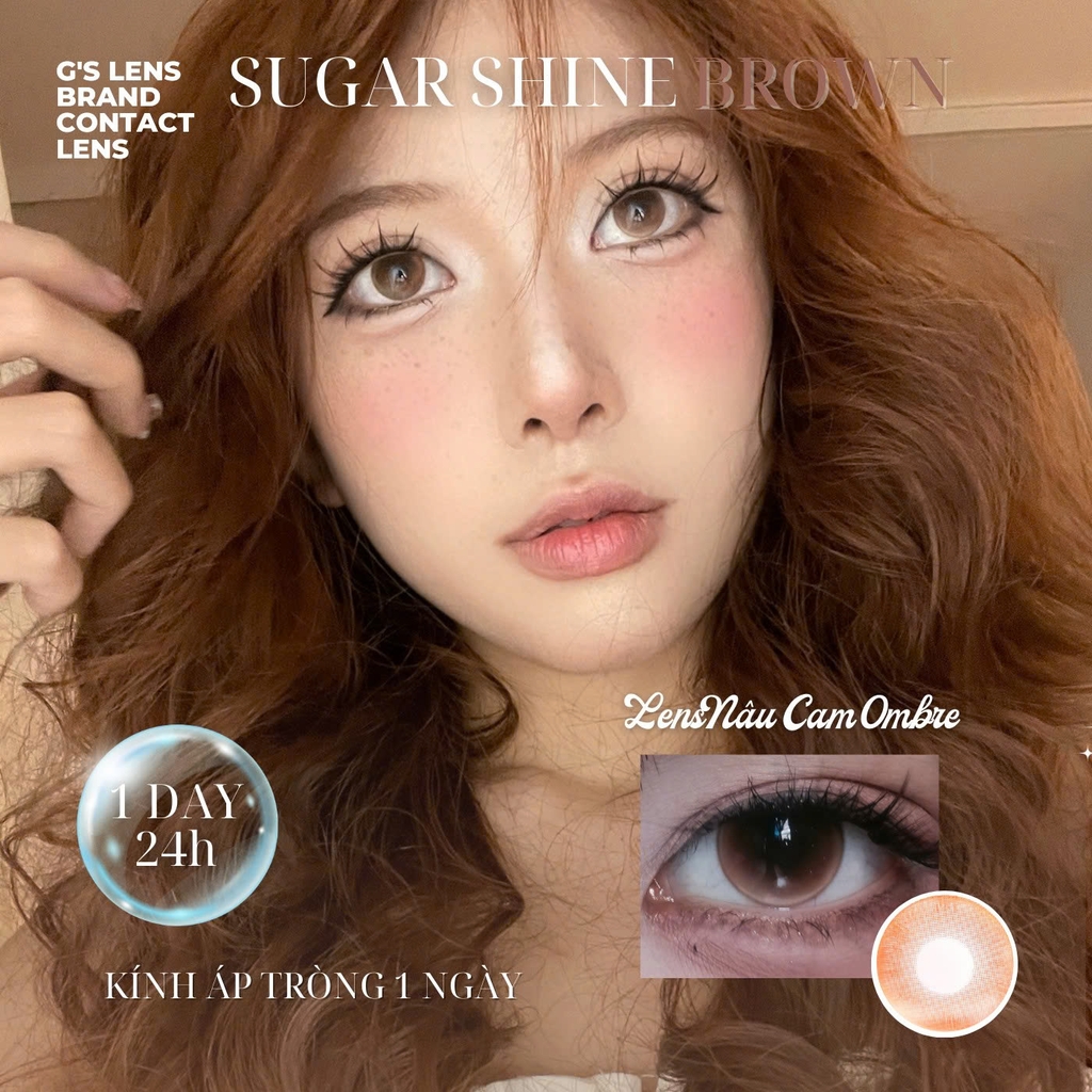 Kính áp tròng 1 ngày SUGAR SHINE BROWN màu nâu sáng tây giãn tròng nhỏ GTRENDY