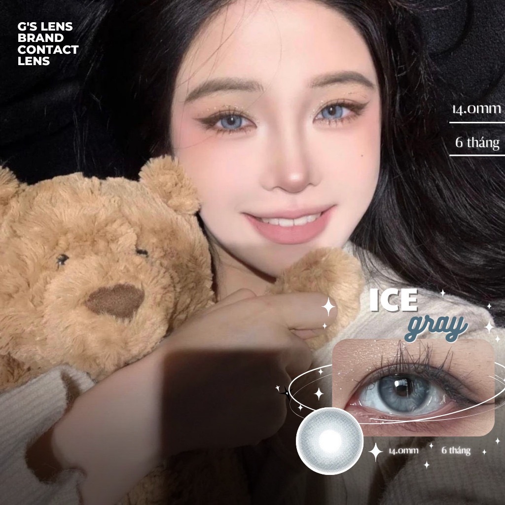 Kính áp tròng 6 tháng ICE -FROZEN BLUE màu xanh dương sáng tây không giãn tròng GTRENDY
