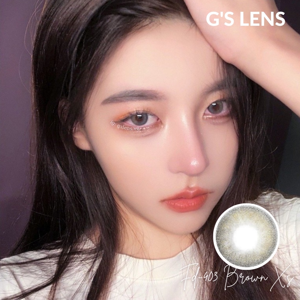 Lens Mắt Kính Áp Tròng Nâu Xám Ánh Kim Không Giãn Size Xs 14mm Có 0 Đến 6 Độ Cận Lệch Độ Fd403 Brown Xs