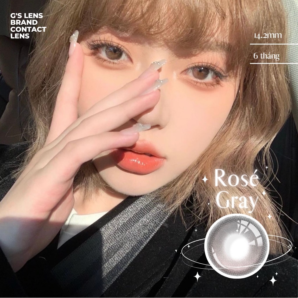 Kính áp tròng 6 tháng ROSE GRAY màu xám hồng sáng tây giãn tròng nhỏ GTRENDY -
