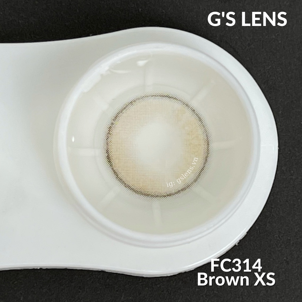 Lens Mắt Kính Áp Tròng Nâu Tự Nhiên Vân Xước Không Giãn Size Xs 14mm Có 0 Đến 7 Độ Cận Lệch Độ FC314 Brown G'S LENS