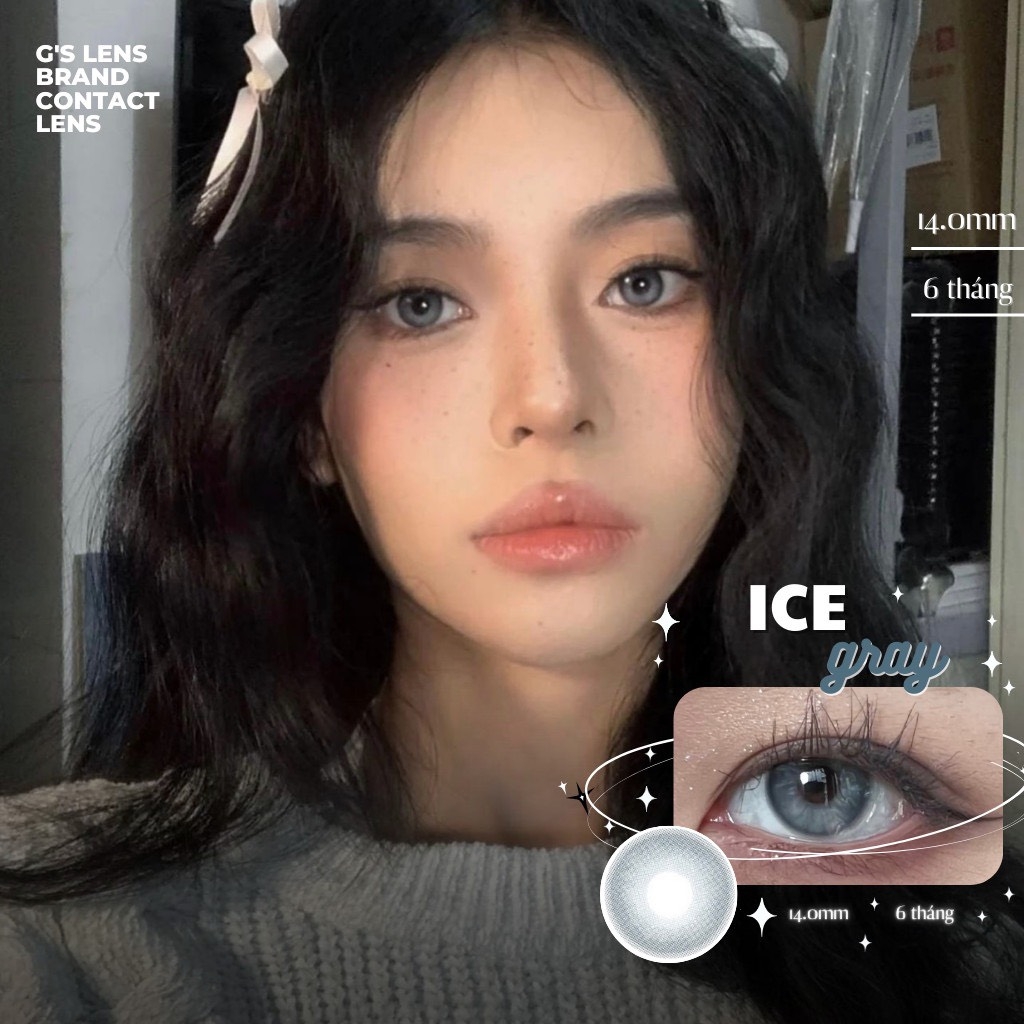 Kính áp tròng 6 tháng ICE -FROZEN BLUE màu xanh dương sáng tây không giãn tròng GTRENDY