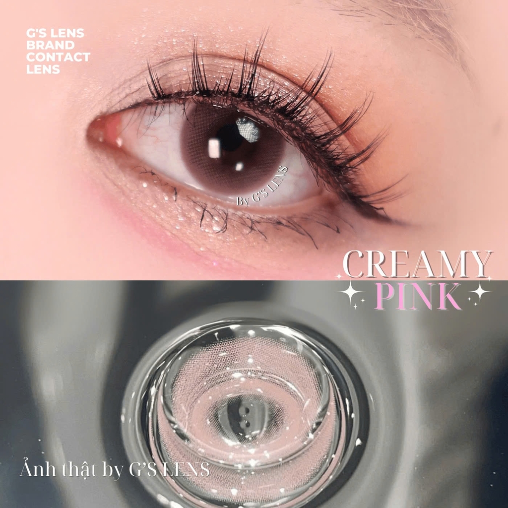Kính áp tròng 6 tháng CREAMY PINK màu hồng tự nhiên giãn tròng nhỏ GTRENDY - MCK1