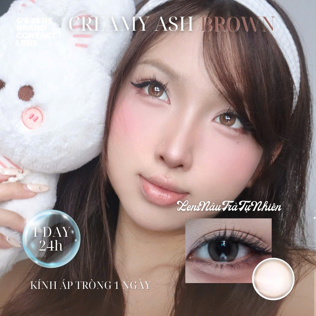 Kính áp tròng 1 ngày CREAMY ASH BROWN tự nhiên giãn tròng nhỏ GTRENDY - Reaclcon Color 50