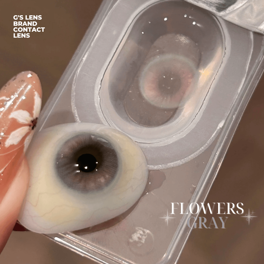 Kính áp tròng 6 tháng FLOWERS GRAY màu xám sáng tây giãn tròng nhỏ GTRENDY - MCK1