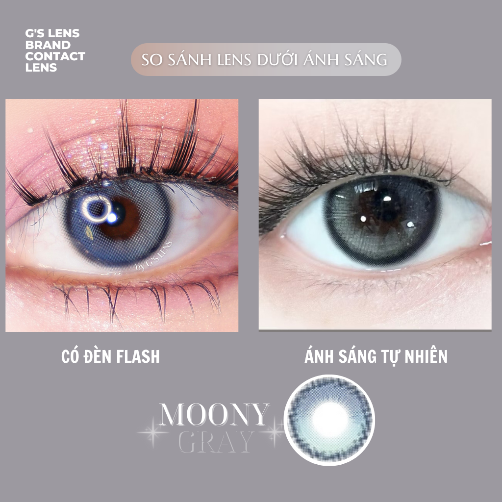 Kính áp tròng 6 tháng MOONY GRAY màu xám xanh sáng tây giãn tròng nhỏ GTRENDY - MC38