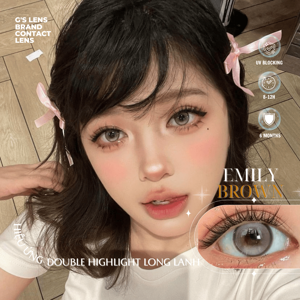 Kính áp tròng 6 tháng EMILY BROWN màu nâu trà tự nhiên giãn tròng vừa GTRENDY - MC38
