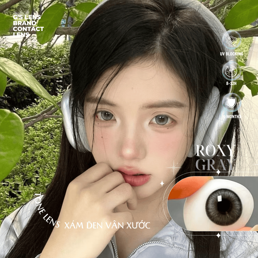 Kính áp tròng 6 tháng ROXY GRAY màu xám tự nhiên giãn tròng nhỏ GTRENDY - MC38