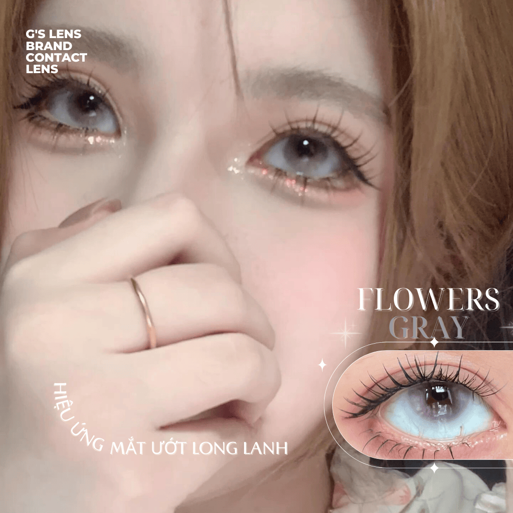 Kính áp tròng 6 tháng FLOWERS GRAY màu xám sáng tây giãn tròng nhỏ GTRENDY - MCK1