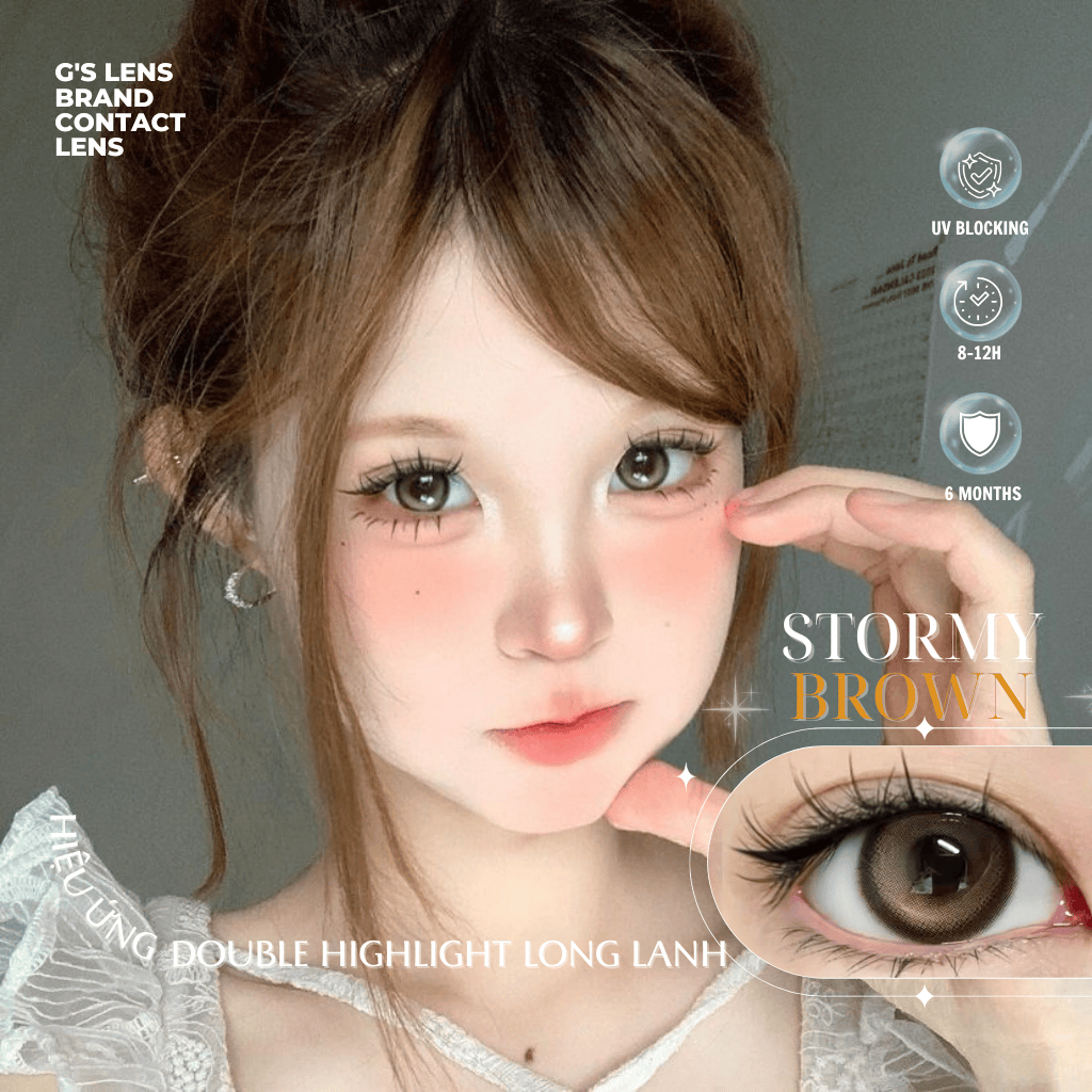 Kính áp tròng 6 tháng STORMY BROWN màu nâu tự nhiên giãn tròng nhỏ GTRENDY - MC38