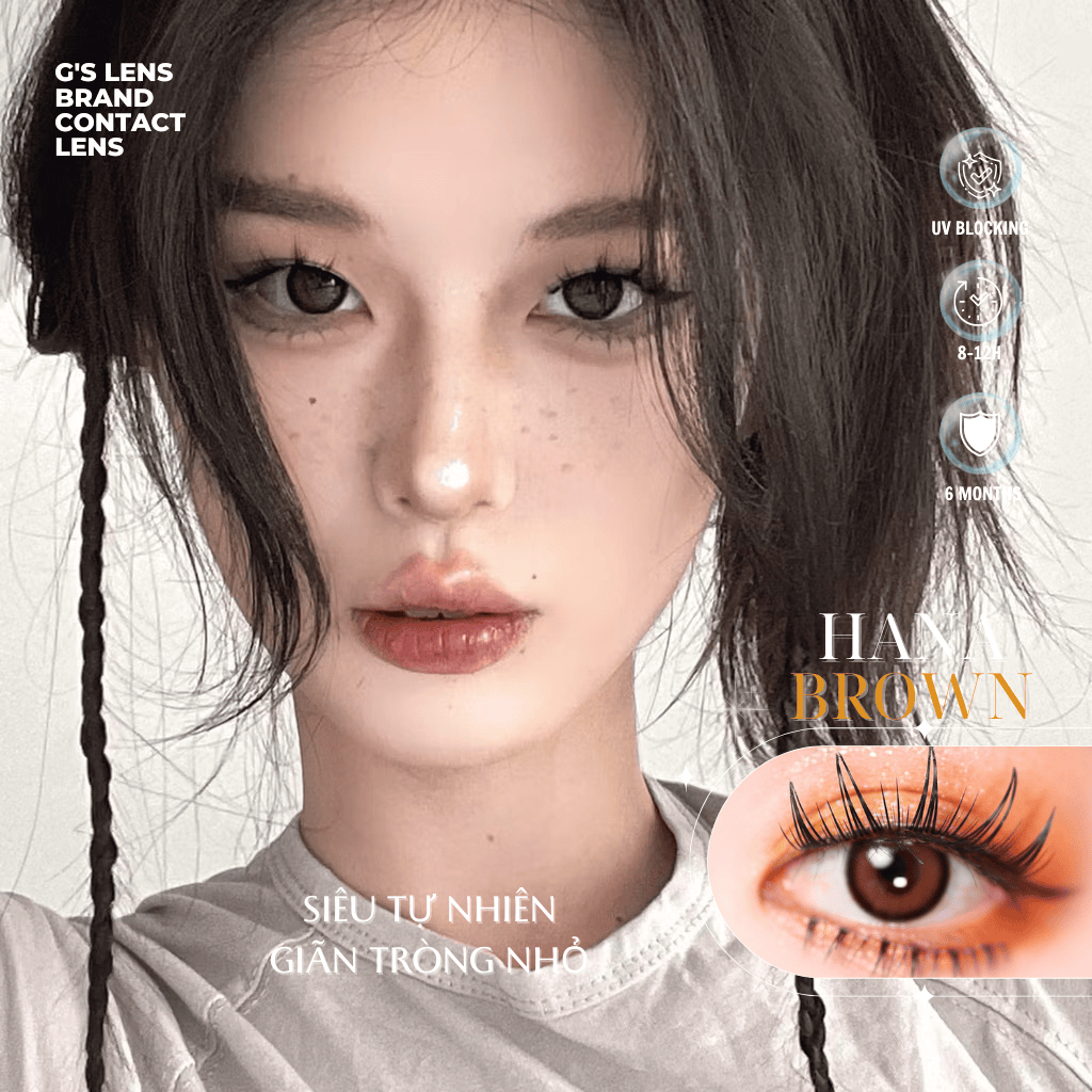 Kính áp tròng 6 tháng LAN BROWN màu nâu trơn tự nhiên giãn tròng nhỏ GTRENDY - MCK1