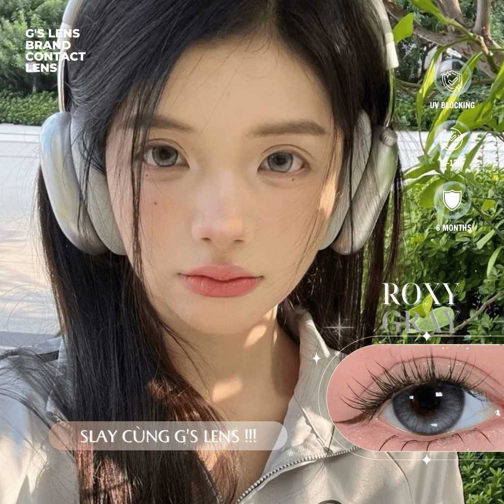 Kính áp tròng 6 tháng ROXY GRAY màu xám tự nhiên giãn tròng nhỏ GTRENDY - MC38
