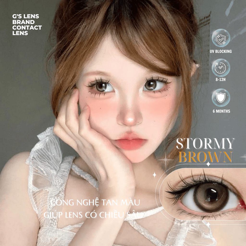 Kính áp tròng 6 tháng STORMY BROWN màu nâu tự nhiên giãn tròng nhỏ GTRENDY - MC38