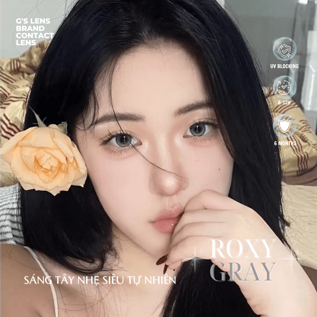 Kính áp tròng 6 tháng ROXY GRAY màu xám tự nhiên giãn tròng nhỏ GTRENDY - MC38