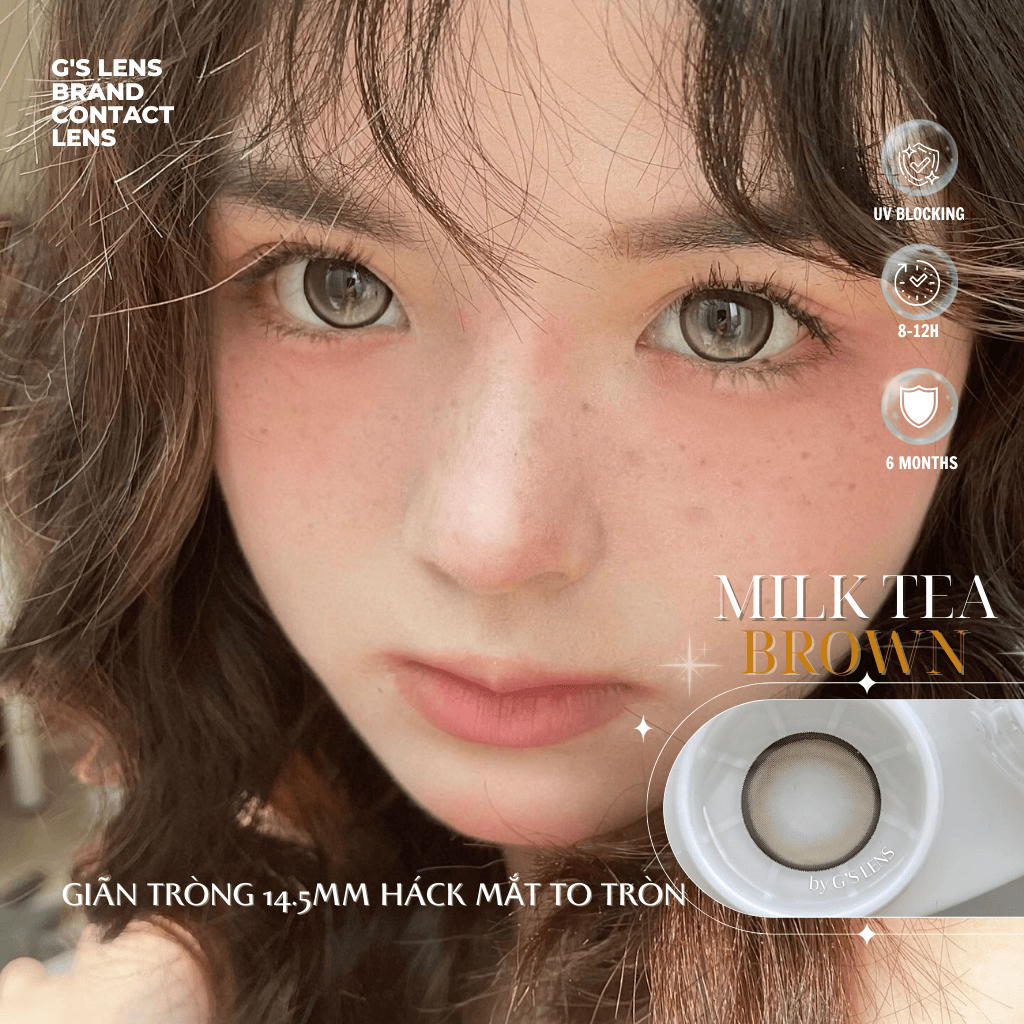 Kính áp tròng 6 tháng MILK TEA BROWN màu nâu sáng tây giãn tròng vừa GTRENDY - MC38