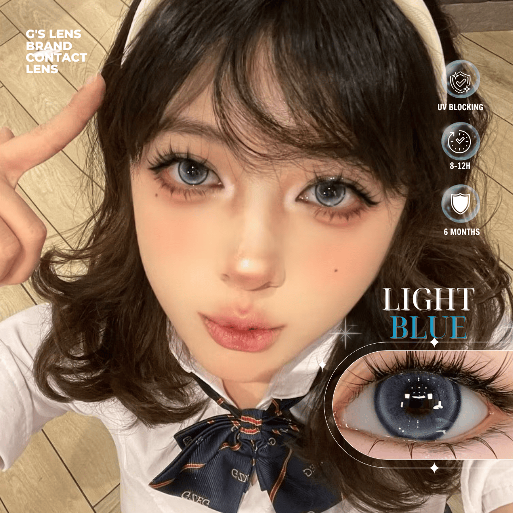 Kính áp tròng 6 tháng LIGHT BLUE màu xanh dương sáng tây giãn tròng nhỏ GTRENDY - MC38