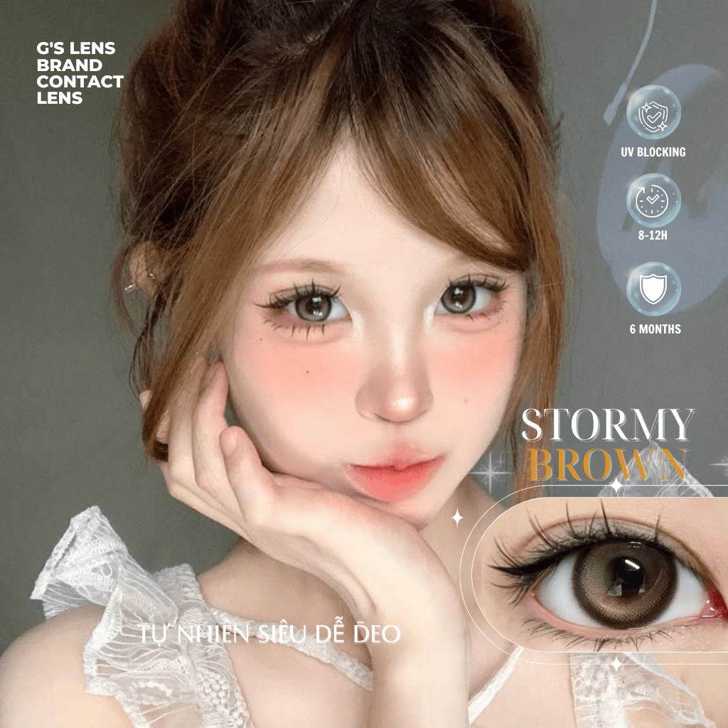 Kính áp tròng 6 tháng STORMY BROWN màu nâu tự nhiên giãn tròng nhỏ GTRENDY - MC38