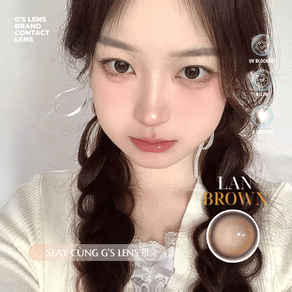 Kính áp tròng 6 tháng LAN BROWN màu nâu trơn tự nhiên giãn tròng nhỏ GTRENDY - MCK1
