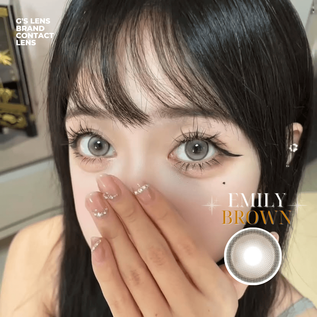 Kính áp tròng 6 tháng EMILY BROWN màu nâu trà tự nhiên giãn tròng vừa GTRENDY - MC38