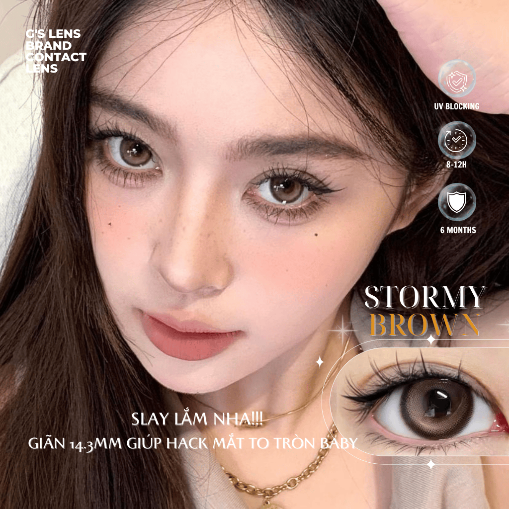 Kính áp tròng 6 tháng STORMY BROWN màu nâu tự nhiên giãn tròng nhỏ GTRENDY - MC38